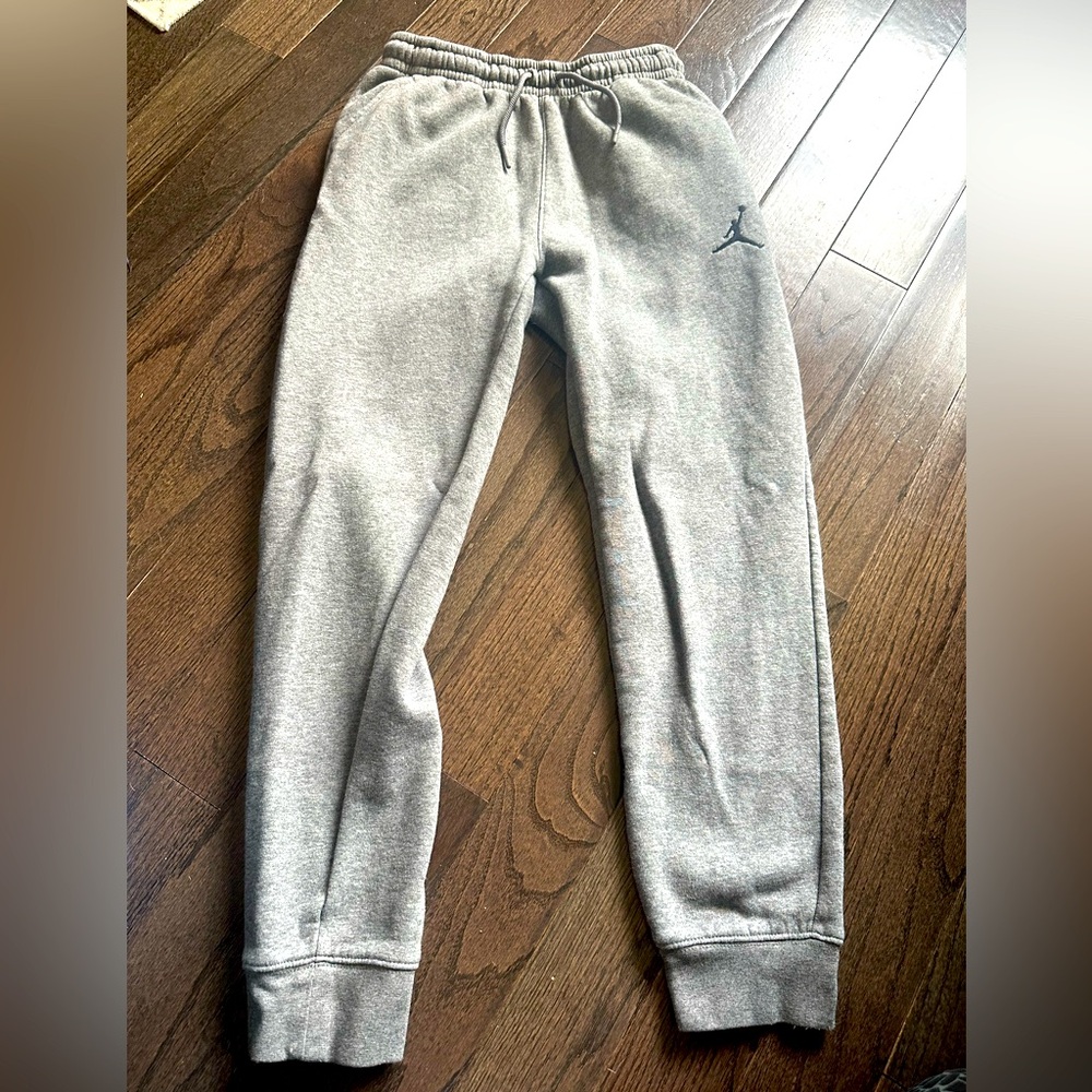 Jordan Gray Sweatpants with Red Logo